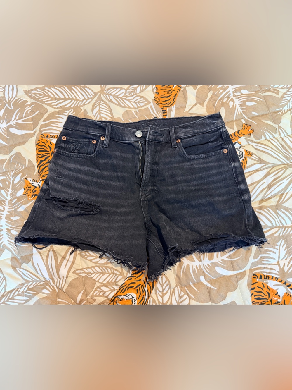 American Eagle Outfitters Black Distressed Denim Cutoff Shorts